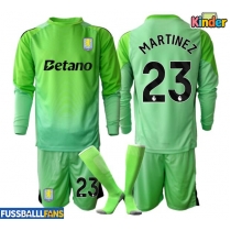 Aston Villa Emiliano Martinez #23 Torwart Auswärts Trikotsatz Kinder 2025-26 Langarm (+ Kurze Hosen)